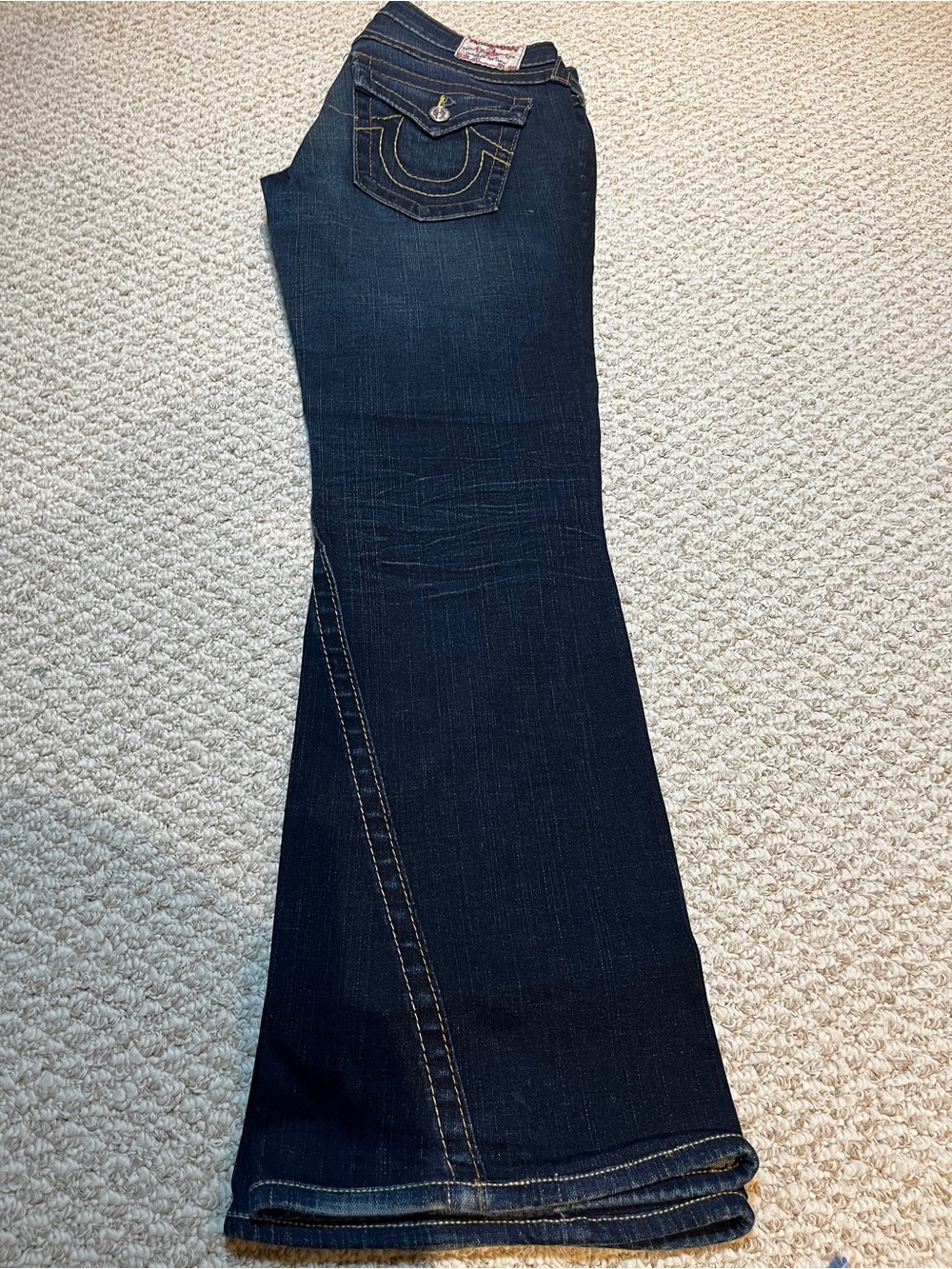 True Relion Joey Y2K Vintage Low Rise Dark Blue Flare Jeans Size 30